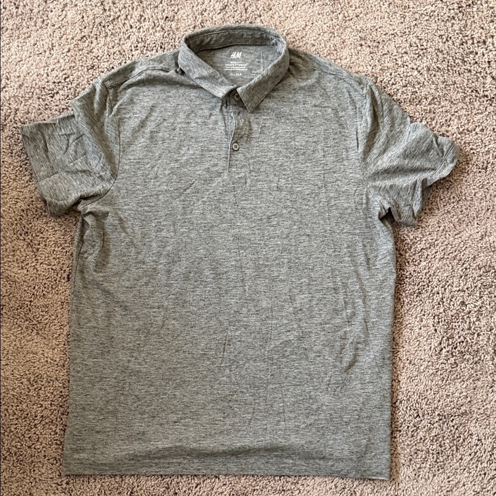 H&M Heather Gray Polo Shirt for Men